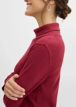 Camiseta de cuello vuelto de algodón orgánico puro Mujer Básicos|Camisetas