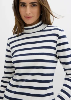 New Camiseta de cuello vuelto de algodón orgánico puro Mujer Básicos|Camisetas