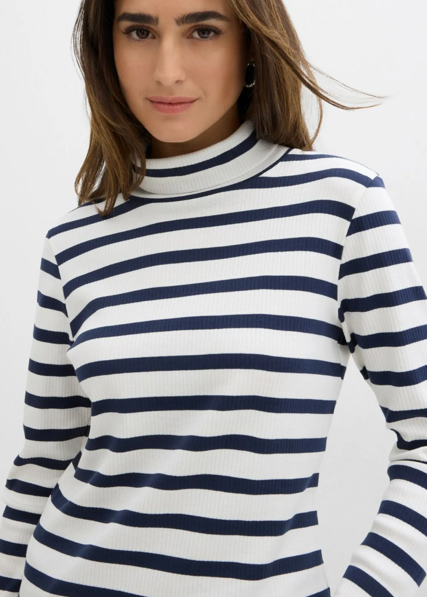 New Camiseta de cuello vuelto de algodón orgánico puro Mujer Básicos|Camisetas