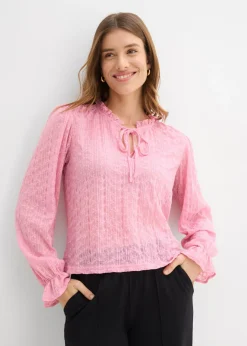 Clearance Camiseta de encaje con mangas abullonadas Mujer Camisetas|Novedades