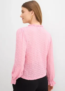 Clearance Camiseta de encaje con mangas abullonadas Mujer Camisetas|Novedades