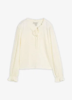 Clearance Camiseta de encaje con mangas abullonadas Mujer Camisetas|Novedades