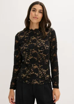 New Camiseta de encaje de manga larga Mujer Camisetas|Novedades