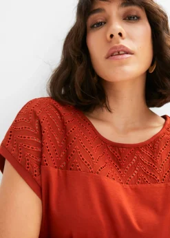 Discount Camiseta de encaje de viscosa suave Mujer Camisetas|Novedades