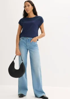 Best Camiseta de encaje de viscosa suave Mujer Camisetas|Novedades
