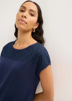 Best Camiseta de encaje de viscosa suave Mujer Camisetas|Novedades