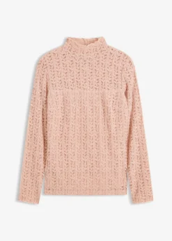 Sale Camiseta de encaje y cuello vuelto Mujer Camisetas