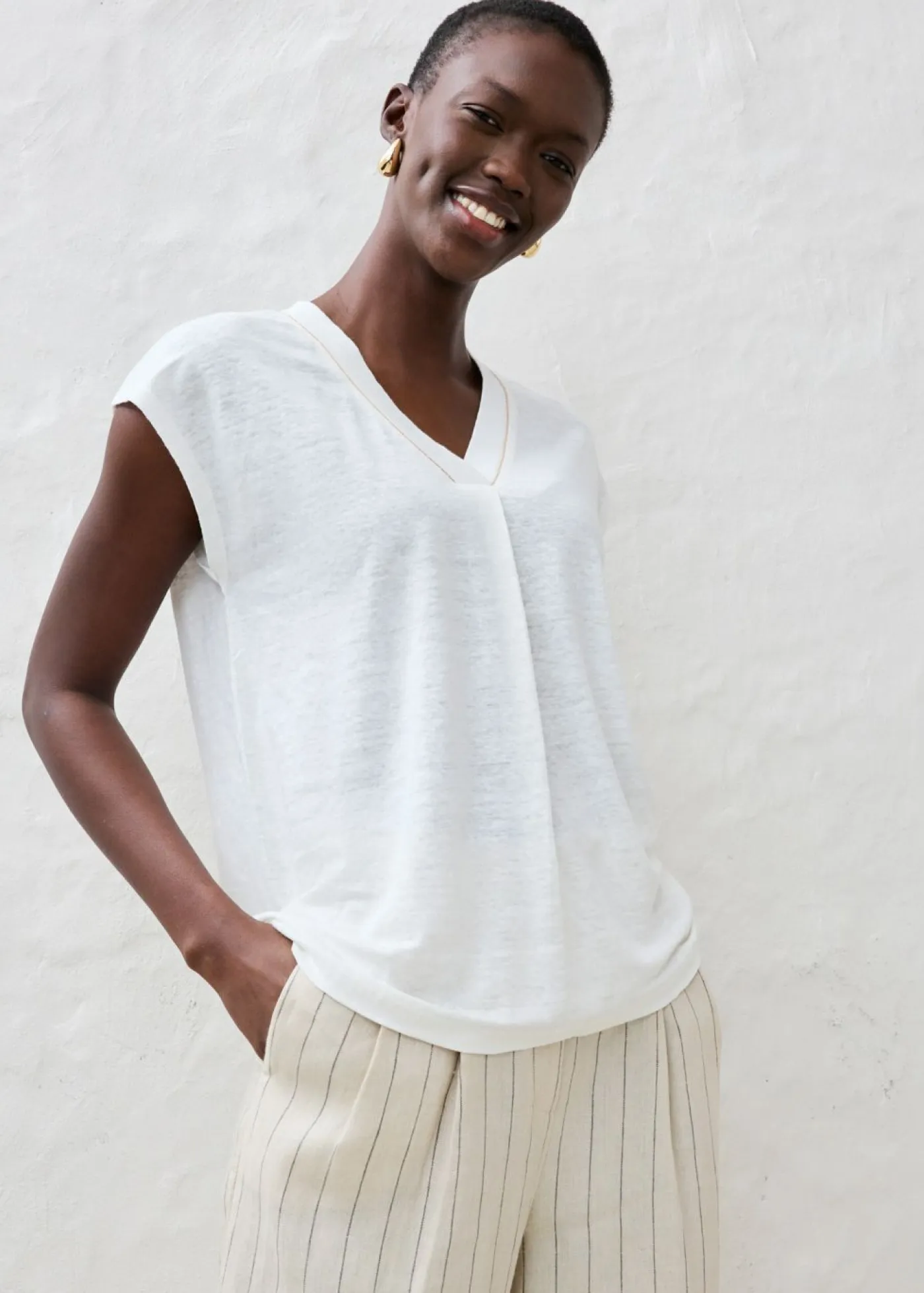 Outlet Camiseta de lino puro Mujer Premium|Camisetas
