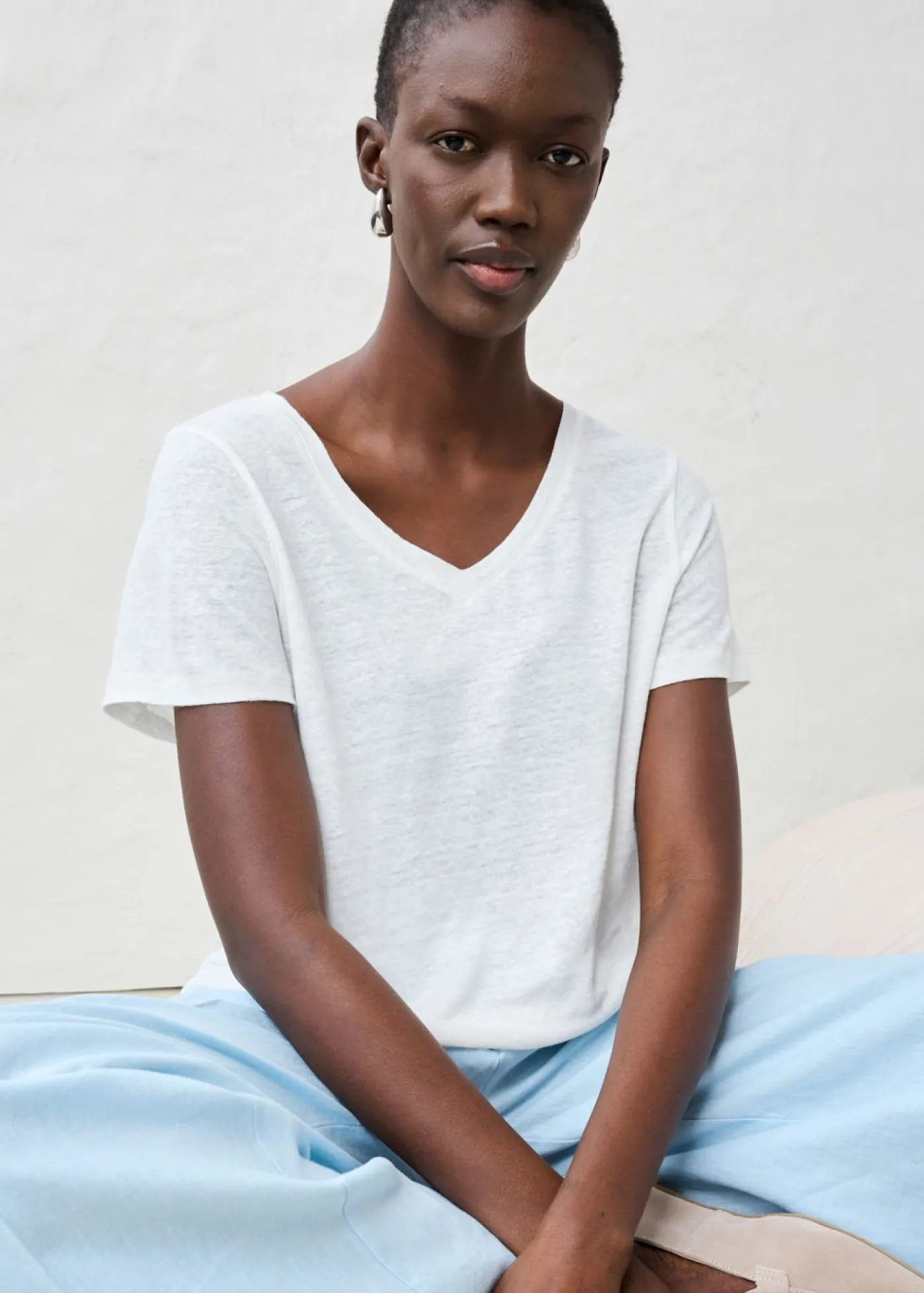 Sale Camiseta de lino puro Mujer Premium|Camisetas