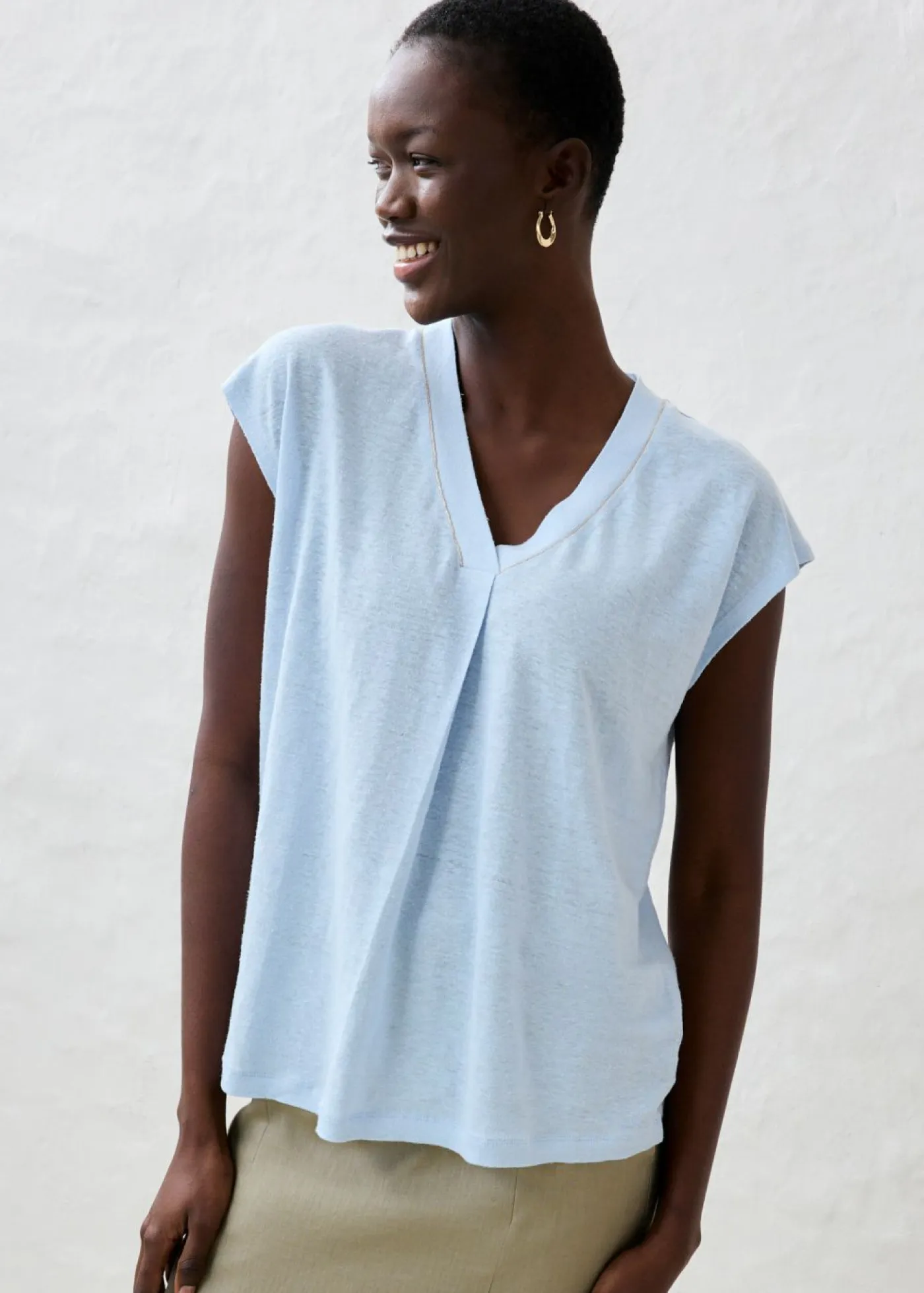 Clearance Camiseta de lino puro Mujer Premium|Camisetas