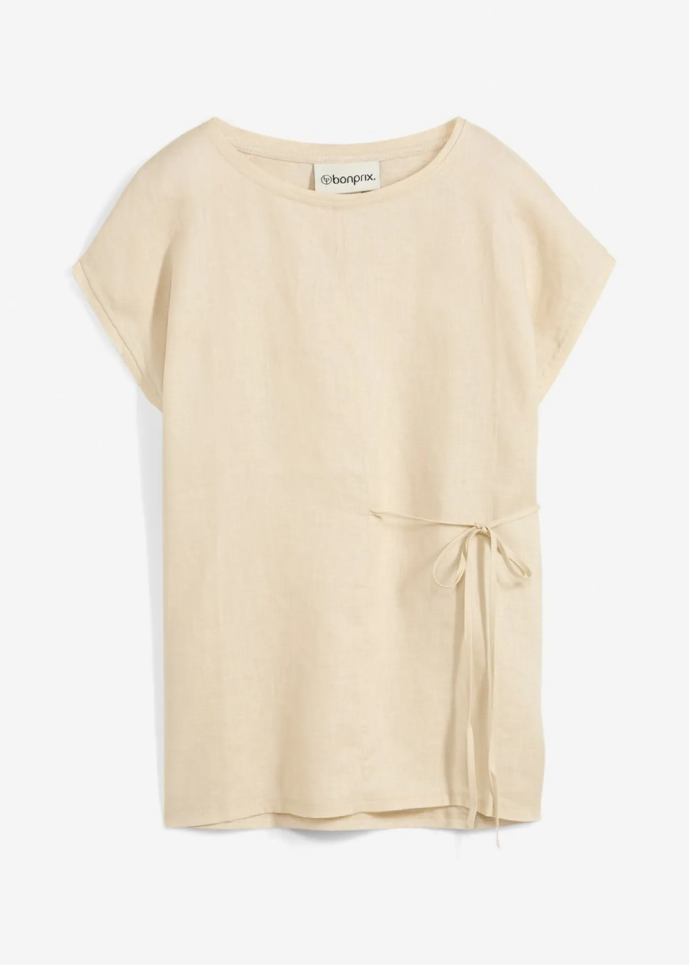 Discount Camiseta de lino puro con ribete tejido Mujer Premium|Camisetas