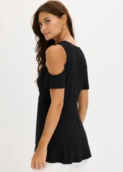 Camiseta de malla con hombros al descubierto Mujer Camisetas|Novedades