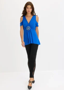 Camiseta de malla con hombros al descubierto Mujer Camisetas|Novedades