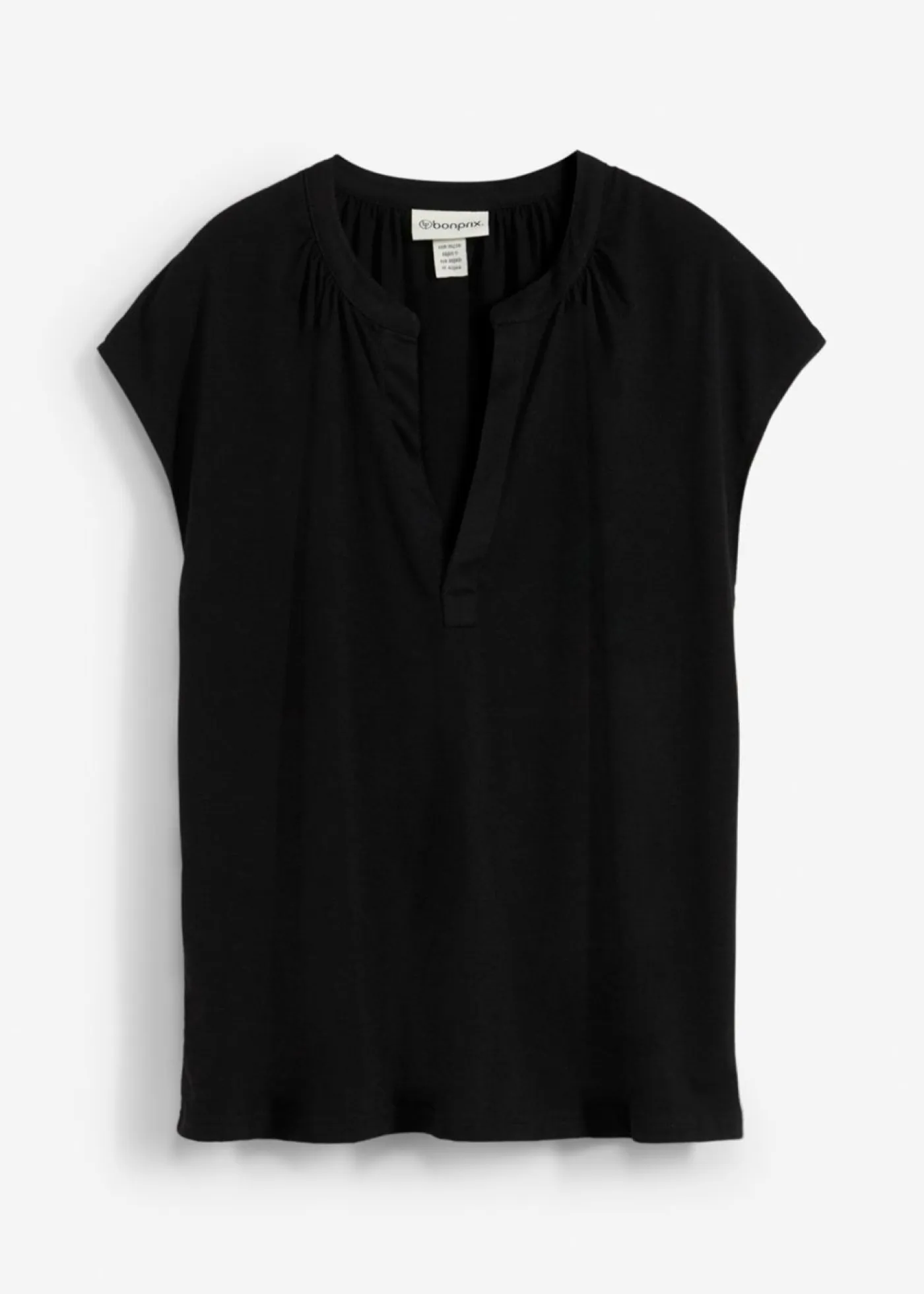 Best Camiseta de manga corta con escote henley de mezcla de viscosa Mujer Camisetas
