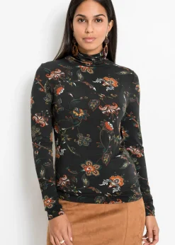 New Camiseta de manga larga con cuello vuelto Mujer Camisetas