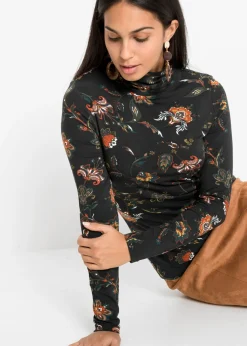 New Camiseta de manga larga con cuello vuelto Mujer Camisetas