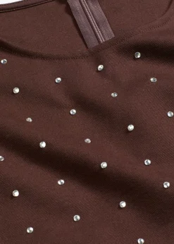 Clearance Camiseta de manga larga con aplicación de piedras brillantes Mujer Camisetas
