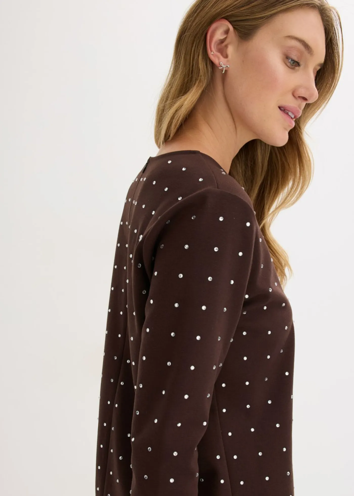 Clearance Camiseta de manga larga con aplicación de piedras brillantes Mujer Camisetas