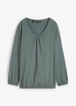 Camiseta de manga larga con elástico de algodón puro Mujer Camisetas