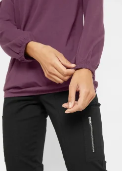 Hot Camiseta de manga larga con elástico de algodón puro Mujer Camisetas