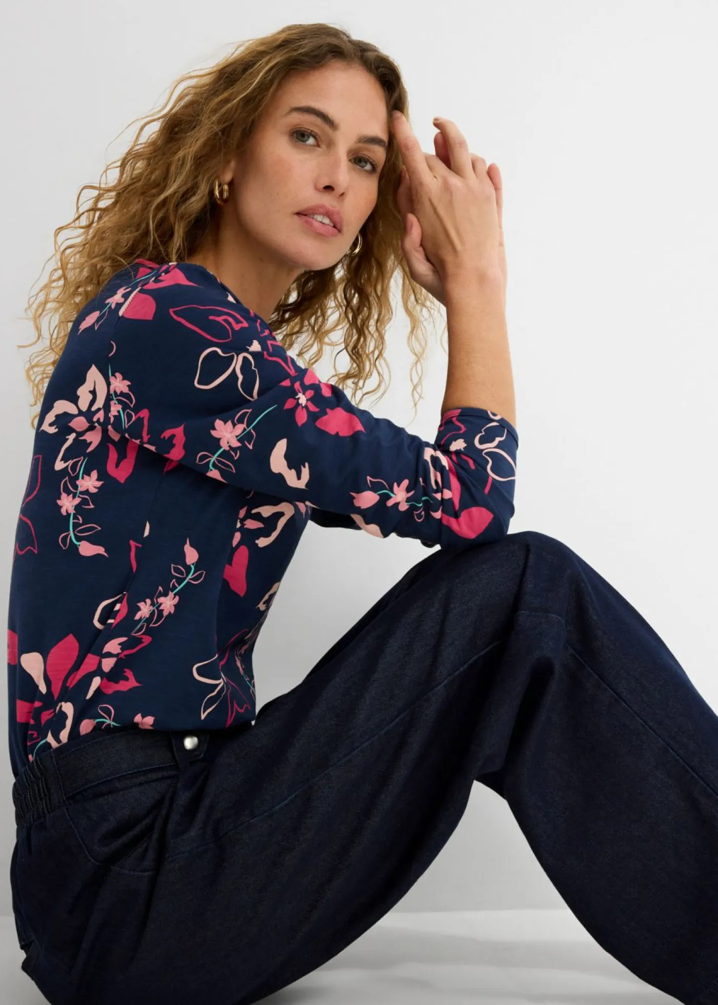 Online Camiseta de manga larga con estampado floral Mujer Camisetas