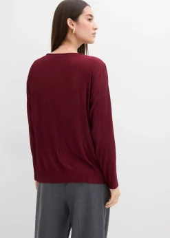 Discount Camiseta de manga larga con efecto estructurado Mujer Esenciales|Camisetas