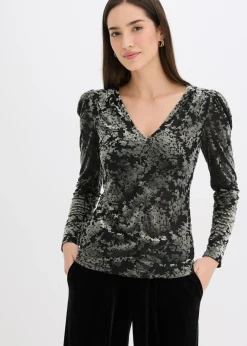 Outlet Camiseta de manga larga de terciopelo dévoré Mujer Camisetas