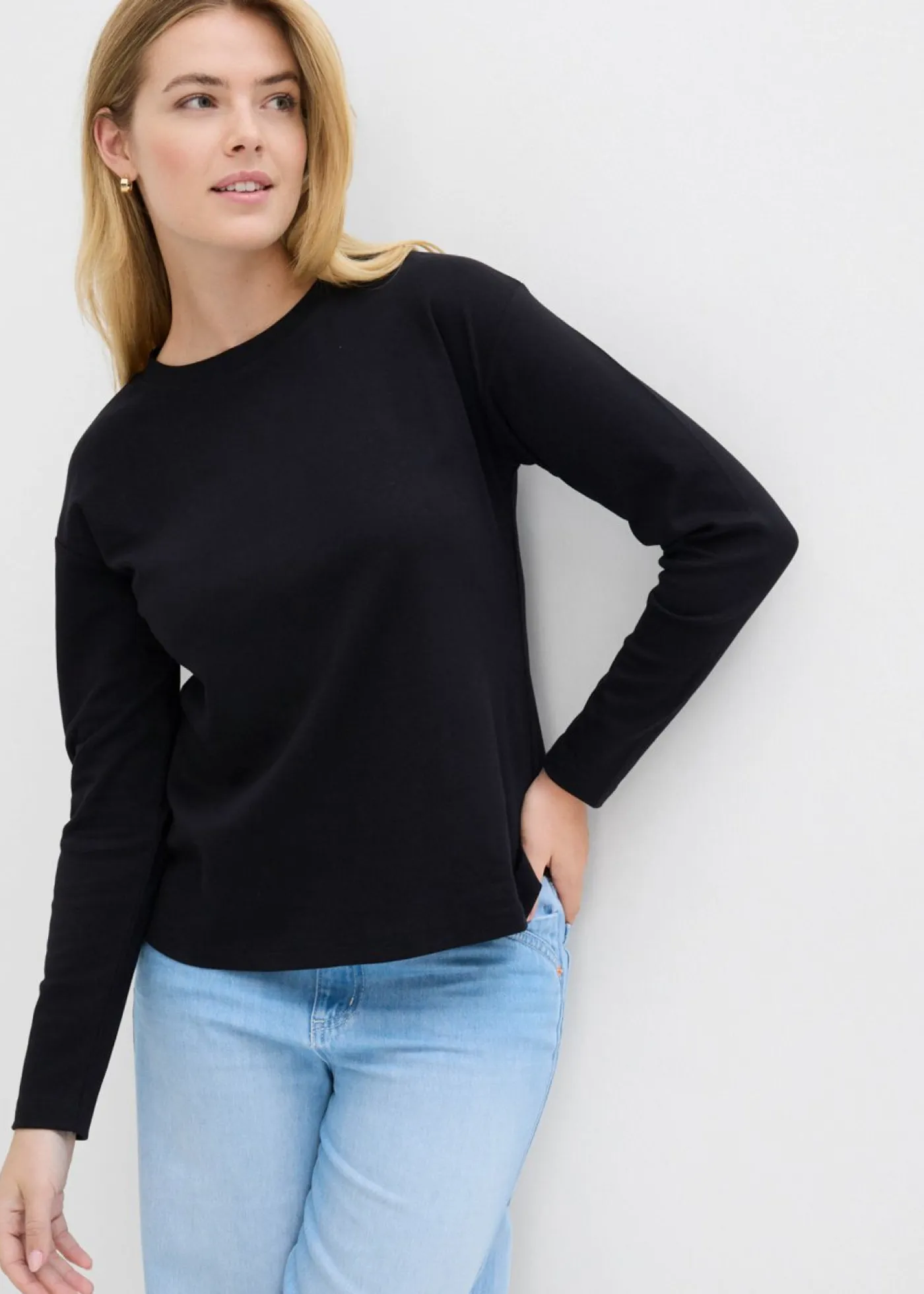 Best Camiseta de manga larga de algodón orgánico puro Mujer Básicos|Camisetas