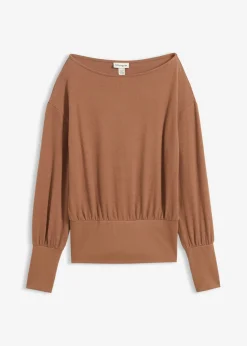 Camiseta de manga larga de suave mezcla de viscosa Mujer Camisetas|Novedades
