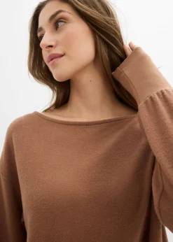 Camiseta de manga larga de suave mezcla de viscosa Mujer Camisetas|Novedades
