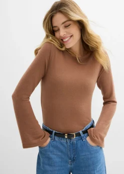 Hot Camiseta de manga larga de suave mezcla de viscosa Mujer Camisetas|Novedades