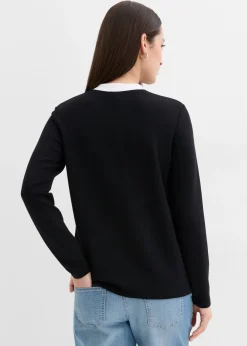 Online Camiseta de manga larga de mezcla de viscosa con cuello alto Mujer Esenciales|Camisetas