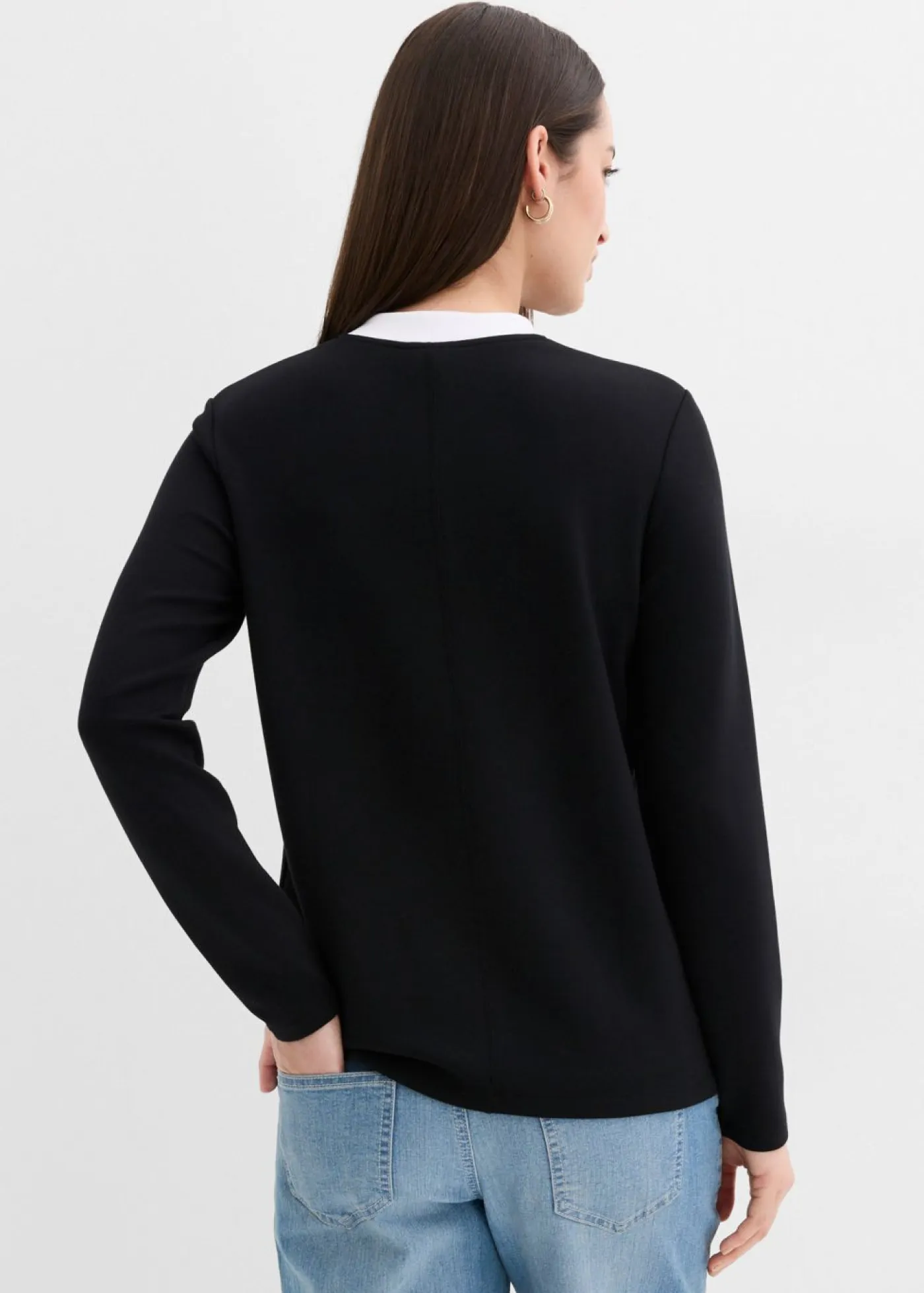 Online Camiseta de manga larga de mezcla de viscosa con cuello alto Mujer Esenciales|Camisetas