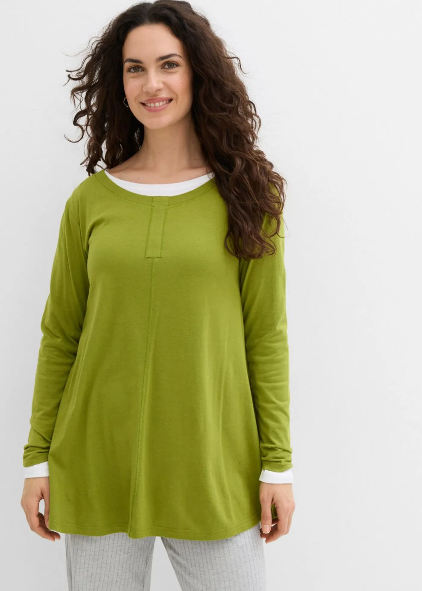 Outlet Camiseta de manga larga de mezcla de viscosa y algodón Mujer Camisetas