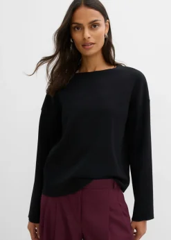 Camiseta de manga larga de canalé Mujer Esenciales|Camisetas