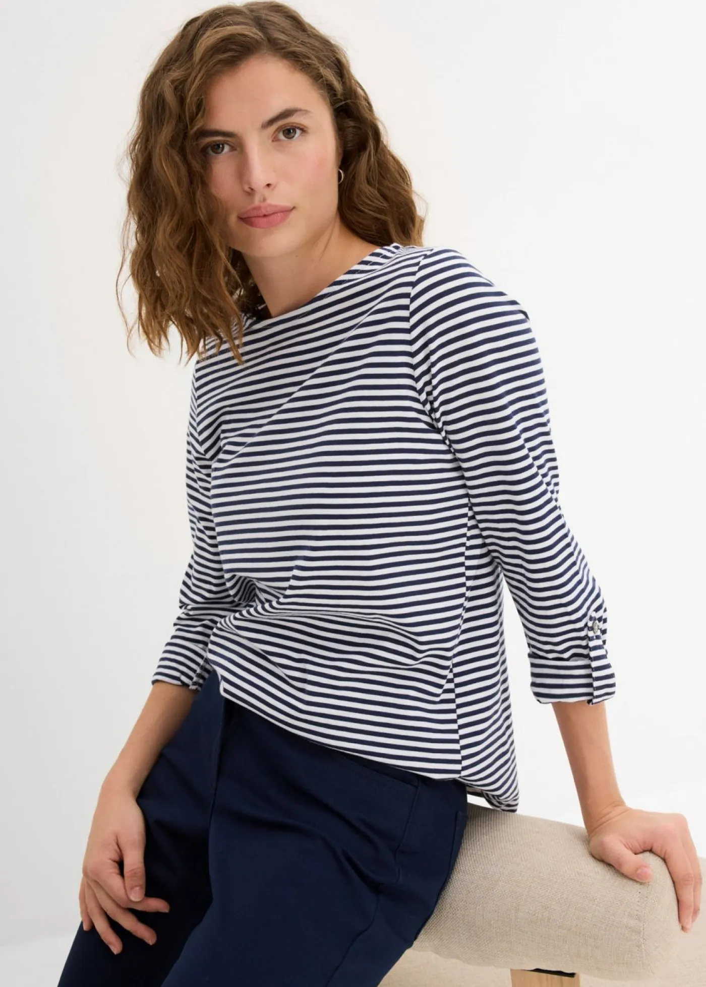 Discount Camiseta de manga larga de algodón puro Mujer Camisetas|Novedades