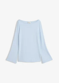 Outlet Camiseta de manga larga de suave mezcla de viscosa Mujer Camisetas|Novedades
