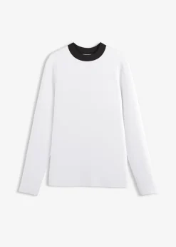 Discount Camiseta de manga larga de mezcla de viscosa con cuello alto Mujer Esenciales|Camisetas