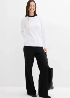 Discount Camiseta de manga larga de mezcla de viscosa con cuello alto Mujer Esenciales|Camisetas