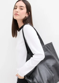 Discount Camiseta de manga larga de mezcla de viscosa con cuello alto Mujer Esenciales|Camisetas