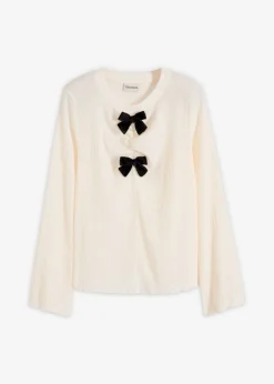 Clearance Camiseta de manga larga de crepé estructurado Mujer Camisetas