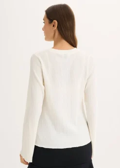 Clearance Camiseta de manga larga de crepé estructurado Mujer Camisetas