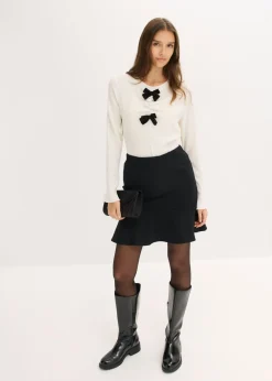 Clearance Camiseta de manga larga de crepé estructurado Mujer Camisetas