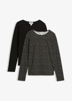 Camiseta de manga larga (2 unidades) de mezcla de algodón y elastano Mujer Básicos|Camisetas