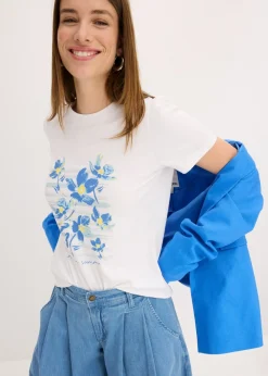 Camiseta de mezcla de algodón elástico Mujer Camisetas