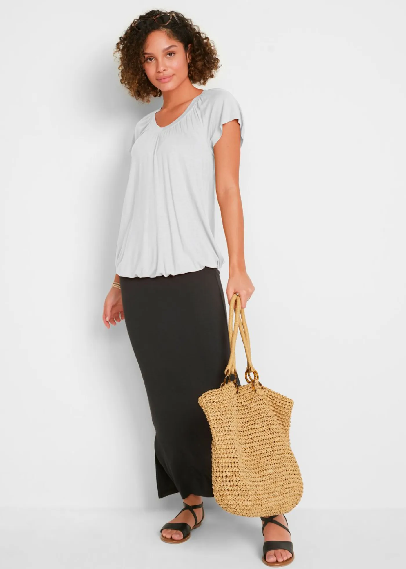 Camiseta de mezcla de viscosa Mujer Camisetas|Novedades