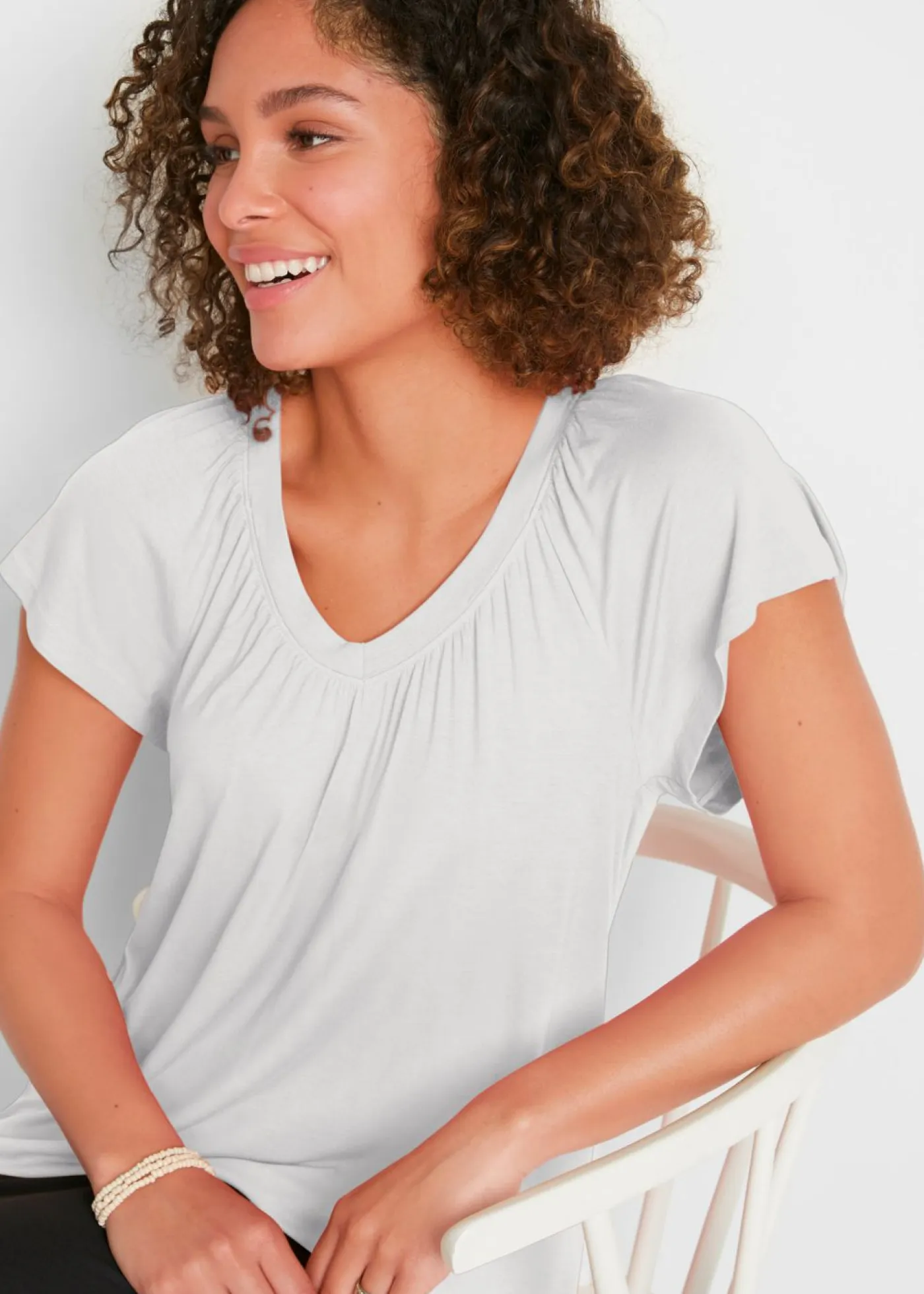 Camiseta de mezcla de viscosa Mujer Camisetas|Novedades
