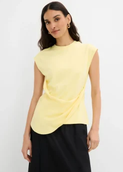 Best Camiseta de mezcla de viscosa con dobladillo asimétrico Mujer Esenciales|Camisetas
