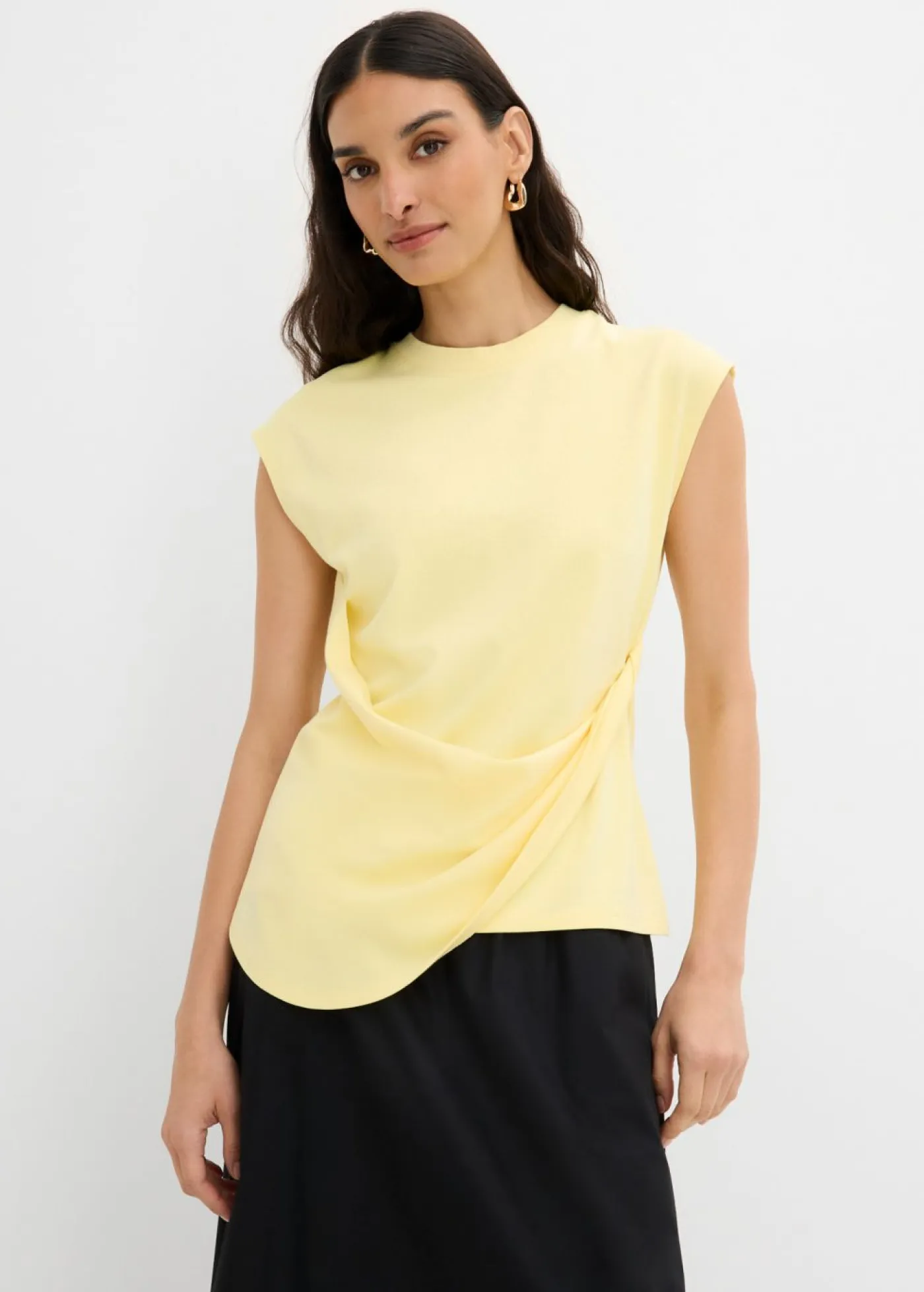 Best Camiseta de mezcla de viscosa con dobladillo asimétrico Mujer Esenciales|Camisetas