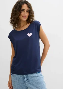 Sale Camiseta de mezcla de viscosa fluida con dobladillo asimétrico Mujer Camisetas